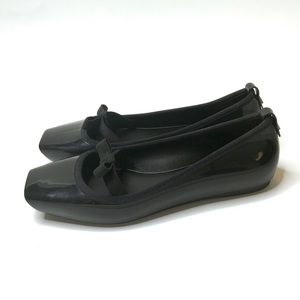 Melissa Square Toe Black Flats with Elastic Bow
